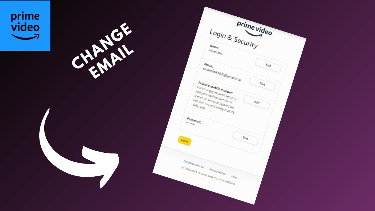how to change email on amazon prime video - YouTube