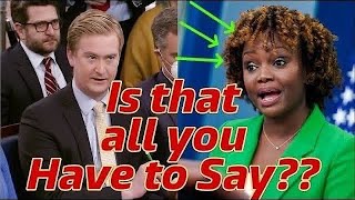 Peter Doocy PRESSURES Karine Jean-Pierre till she RUNS from STAGE ...
