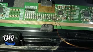 cara memperbaiki tv led polytron gambar bergetar double dan berubah warna 32 in