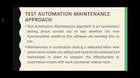 Test automation maintenance |Test Automation |Software Testing