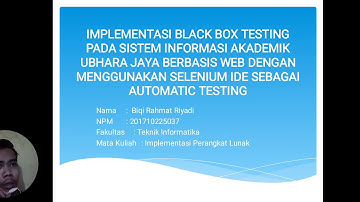 Implementasi Black Box Testing Pada SIA Ubhara Jaya Menggunakan Selenium IDE