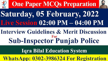 Interview Guidance & Merit Discussion | Sub-Inspector Punjab Police | Iqra Bilal Education System