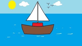 How To Draw a Sailboat | تعليم الرسم للأطفال-رسم مركب