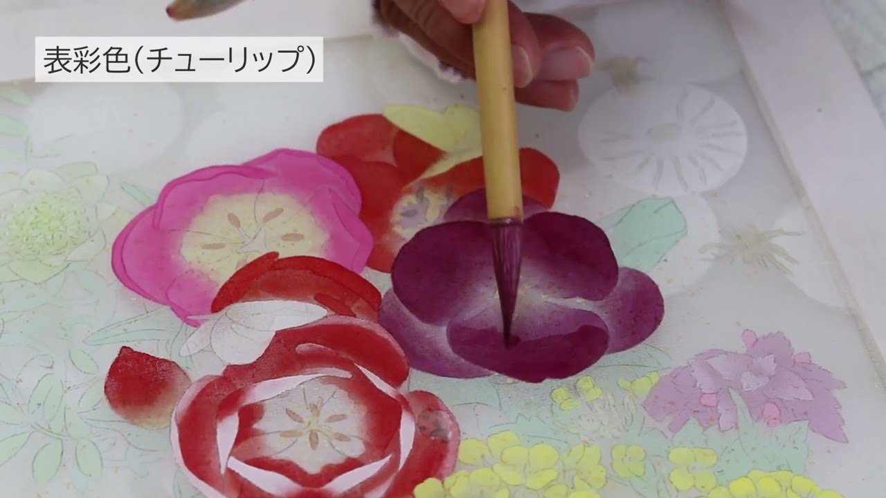 日本画の描き方 表千家茶道表紙絵 春の花 - YouTube
