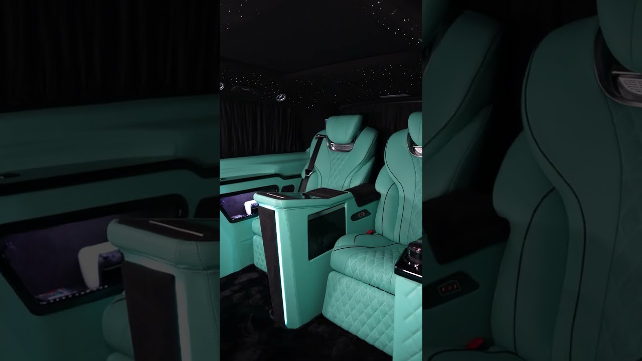 Maybach V Class Long Wheelbase with Obsidian Black Exterior & Mint Green Interior for Sale Dubai UAE