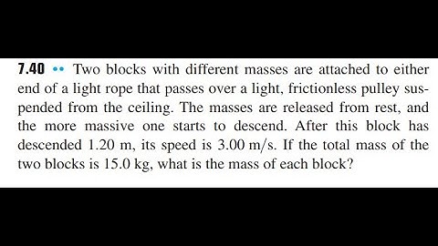 Two blocks with different masses are attached to either end of a light rope that passes over a light
