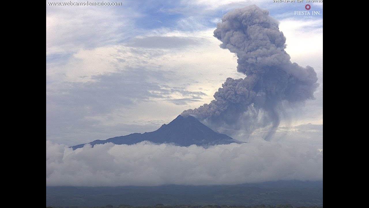 Espectacular explosión del Volcán de Colima 4 de octubre 2015 vista ...