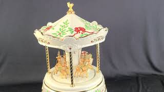 Lenox Millennium Holiday Santa Reindeer Carousel Christmas Music Box Centerpiece