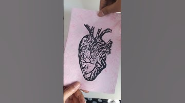 Printing my heart linocut. #printmaking #lino #linocut #asmr #wip