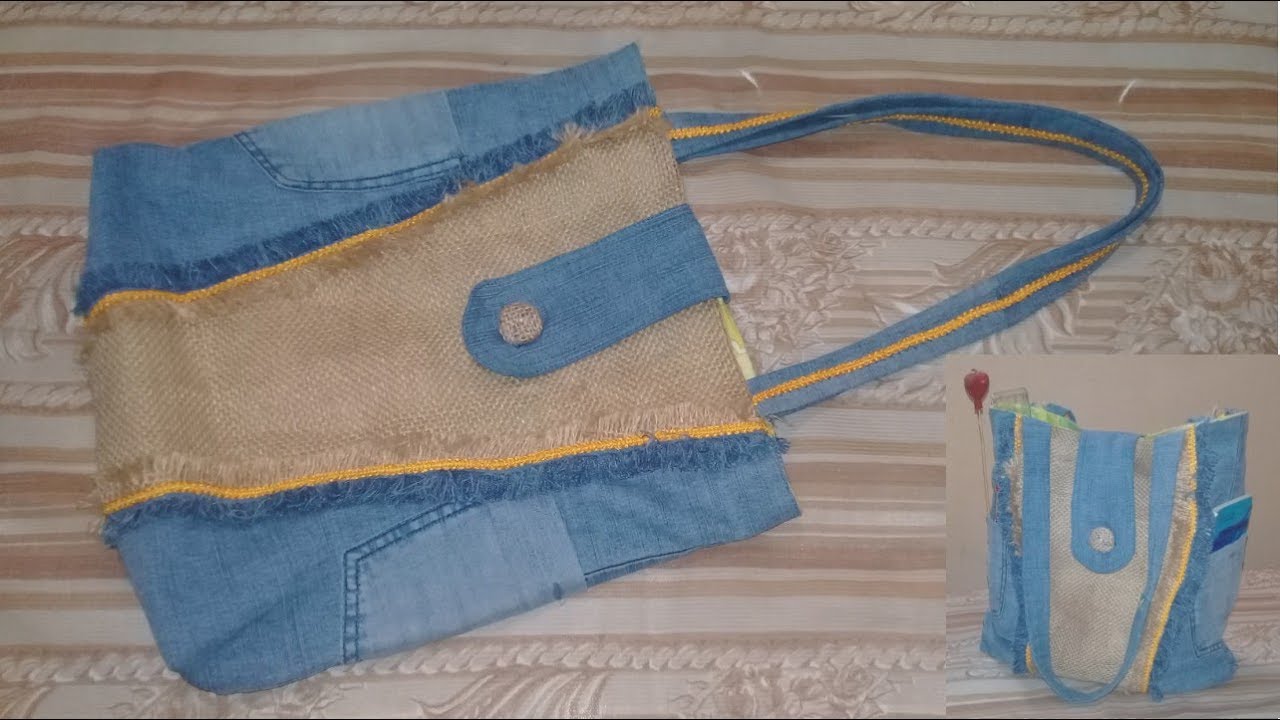 DIY Bolso de yute con jeans - YouTube