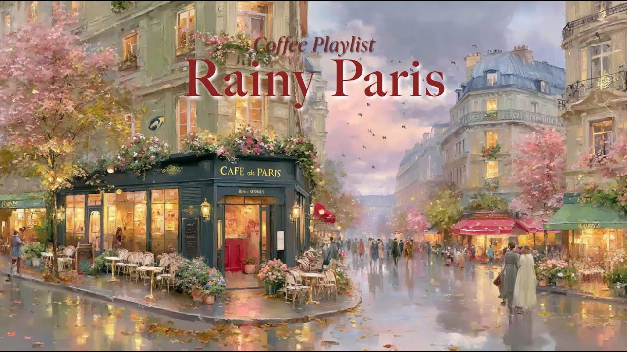 𝐂𝐚𝐟𝐞 𝐝𝐞 𝐏𝐚𝐫𝐢𝐬 ☕ Cozy French Music — Rainy Street View | Stress Relief