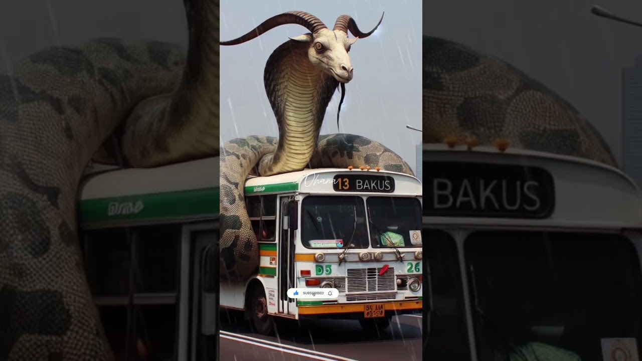 abandoned bus with goat-headed snake | Nature Exploration | Travel Discovered | SDB Artist 