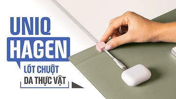 Trên tay lót chuột UNIQ Hagen: da thực vật, 2 mặt, nam châm giữ dây...