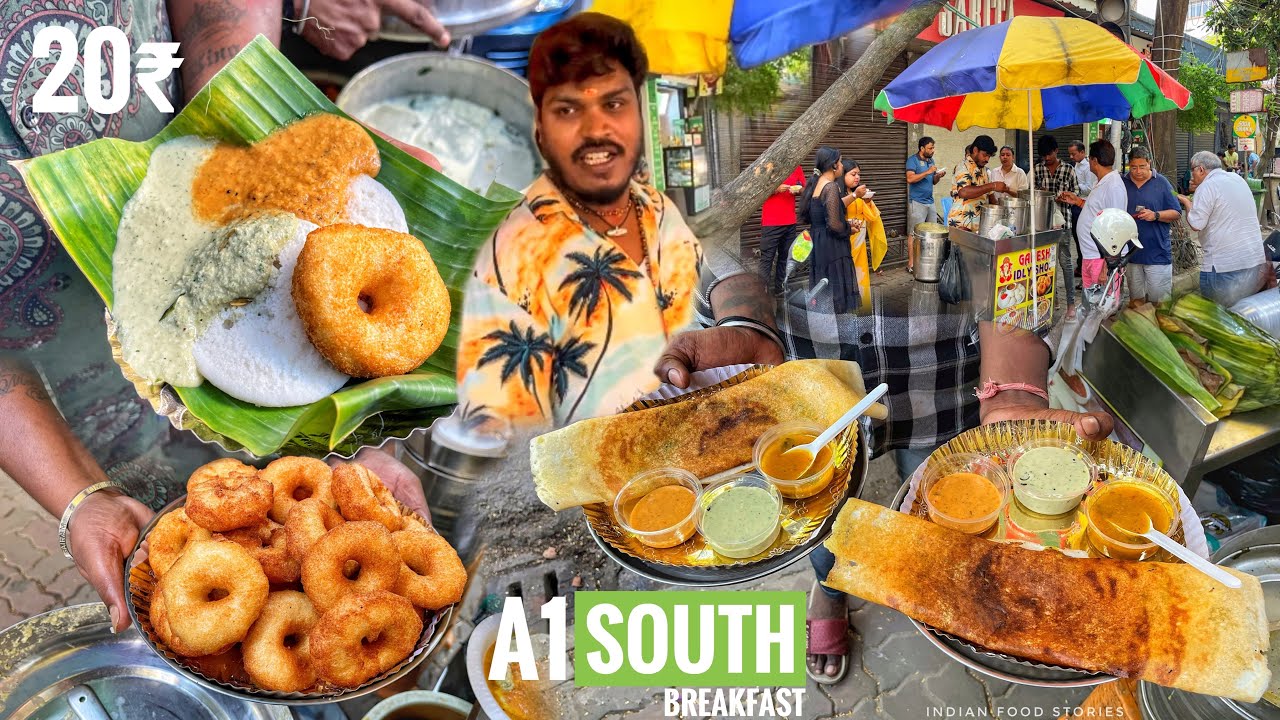 Ganesh Anna’s A1 South Breakfast | 2 Dosa With Coconut Chutney | Soft Idli 20₹ | @IndianFoodStories1