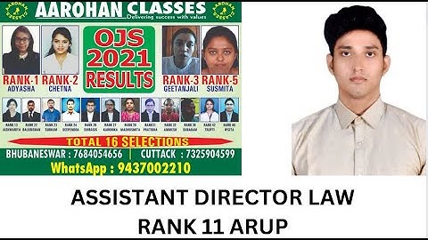 RANK 11 ASSISTANT DIRECTOR LAW-ARUP RATH-AAROHAN CLASSES-7684054656