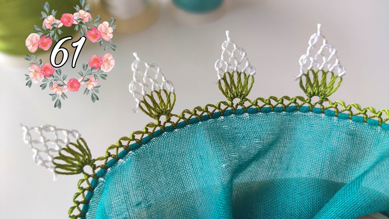 279.MODEL/SU YEŞİLİ YAZMA ÜZERİNE HEM GÖSTERİŞLİ HEM SIRALI İĞNE OYASI MODELİ