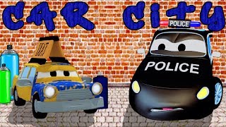 Der Streifenwagen : Der Farben Dieb in Car City | Autos und Lastwagen Bau-Cartoon-Serie für Kinder