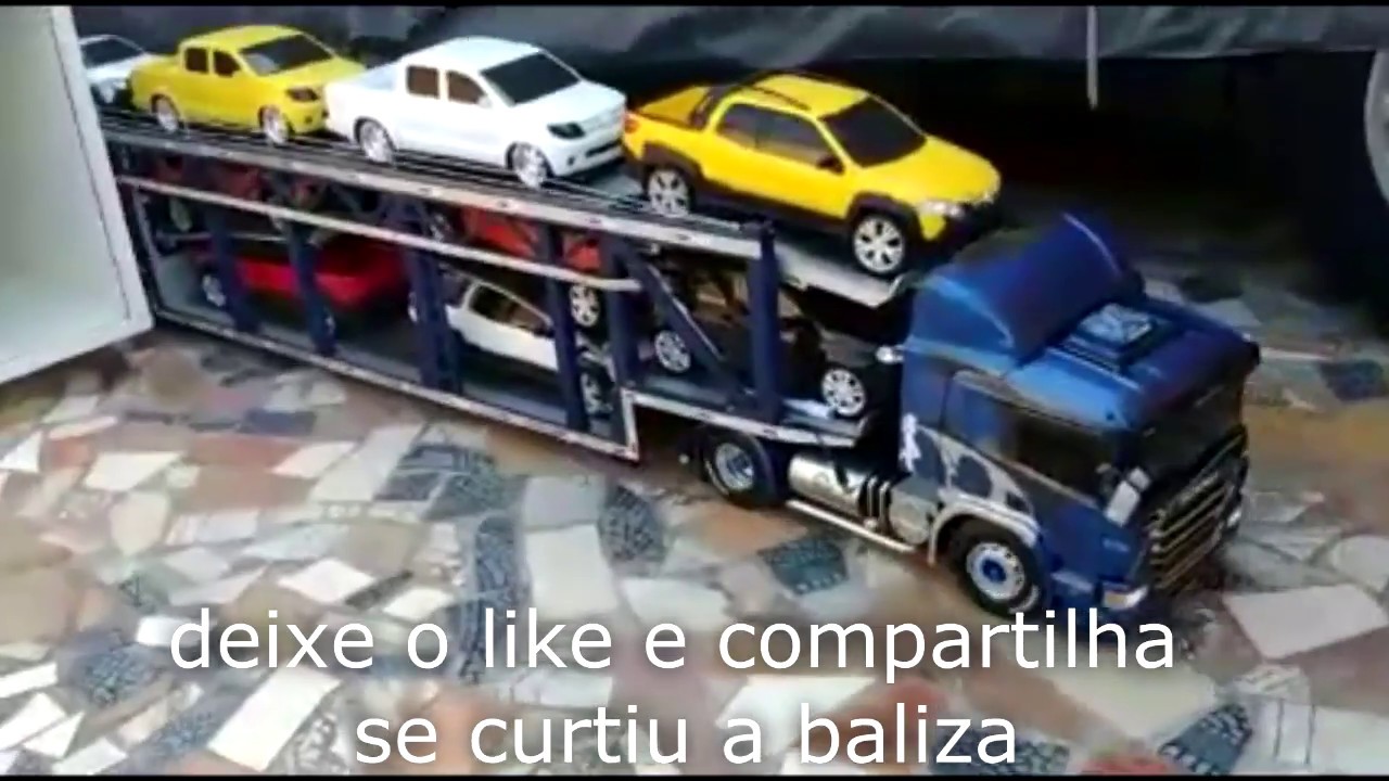 Baliza com miniatura carreta cegonha de controle remoto TAMIYA 1