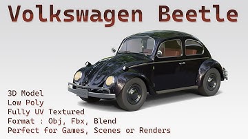 Volkswagen Beetle Low Poly 3D Model