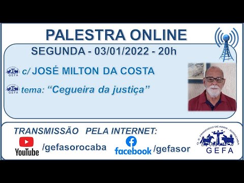 Assista: Palestra online - c/ JOSÉ MILTON DA COSTA (03/01/2022)