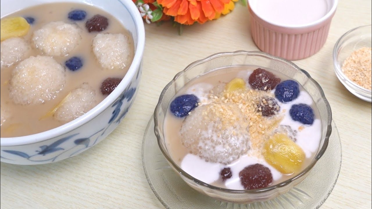 របៀបធ្វើបង្អែមបាញ់ចានឿកគ្រាប់សាគូ | Tapioca Ball with Mung Bean Filling Dessert
