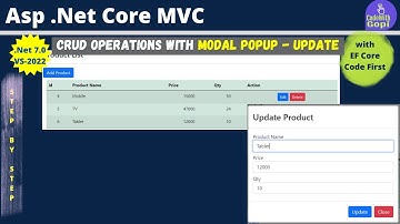 ✏️ CRUD Operations Using Modal Popup in ASP.NET Core MVC | CRUD Application with ASP.NET Core-Update