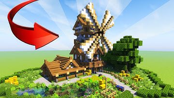 MINECRAFT: How to build EPIC wooden house - Medieval Windmill Tutorial (Rustic) 2017