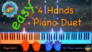 Jingle Bells - Easy Piano 4 Hands Tutorial (by MY PIANO LESSON) + Free Piano Notes