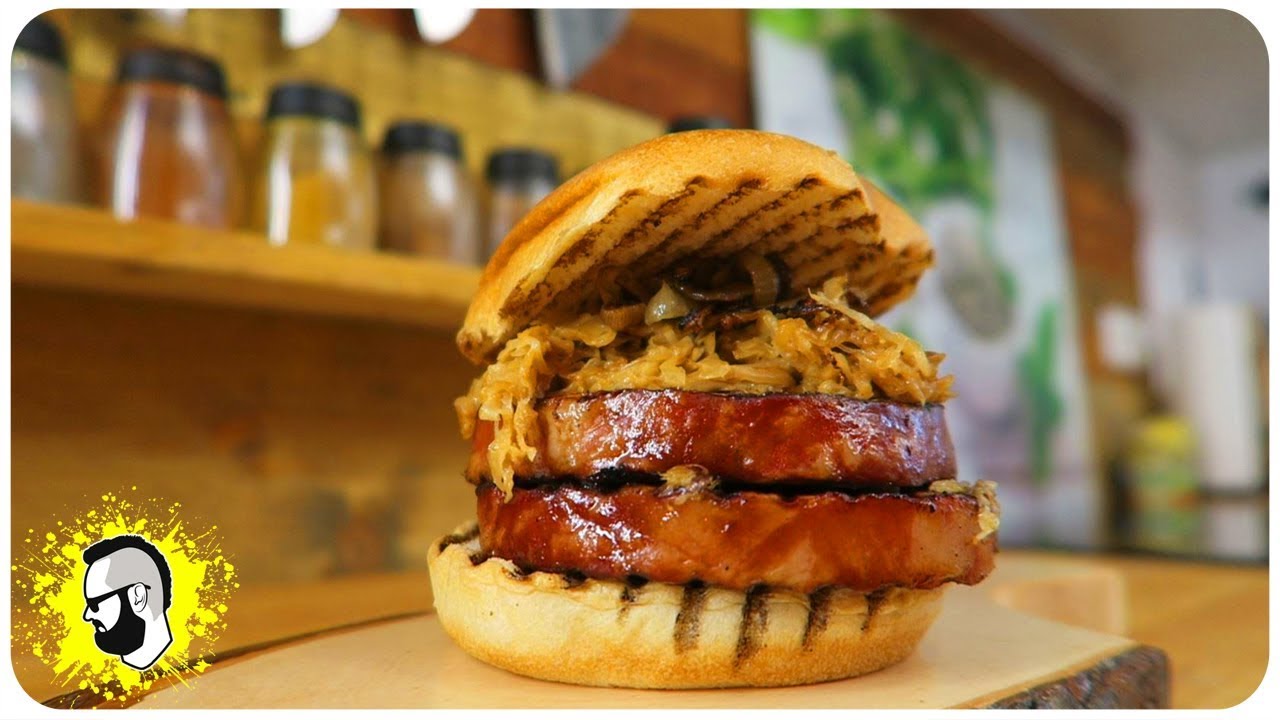 Kasseler Braten Burger mit Sauerkraut [REZEPT] Pommes Män YouTube