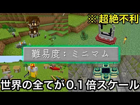 【マイクラ】全ての要素が1/10倍になった小さすぎる世界で検証&エンドラ討伐した結果.. 〜ワールドの構成要素をミニチュア化すればサバイバル余裕なのでは〜【マインクラフト】【まいくら】【鬼畜】