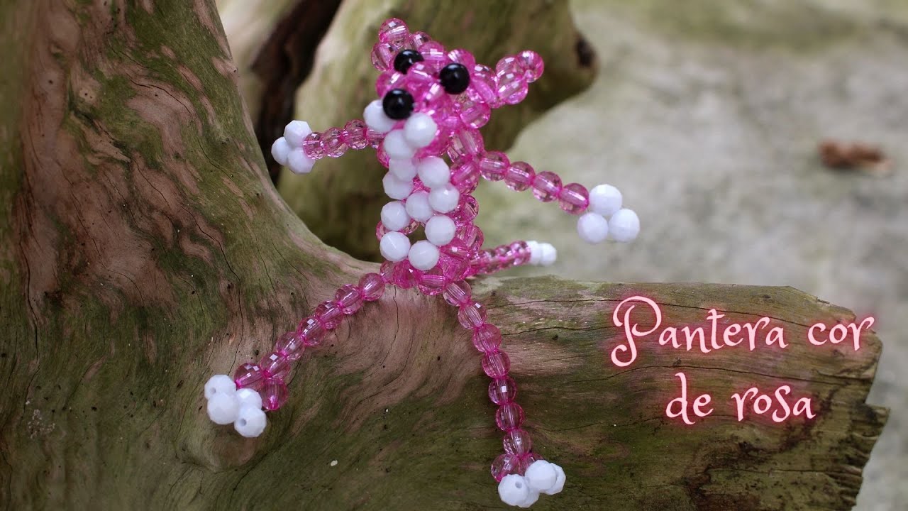Artesanato passo a passo: Pantera cor de rosa de miçanga🐿🐿🐿DIY beads