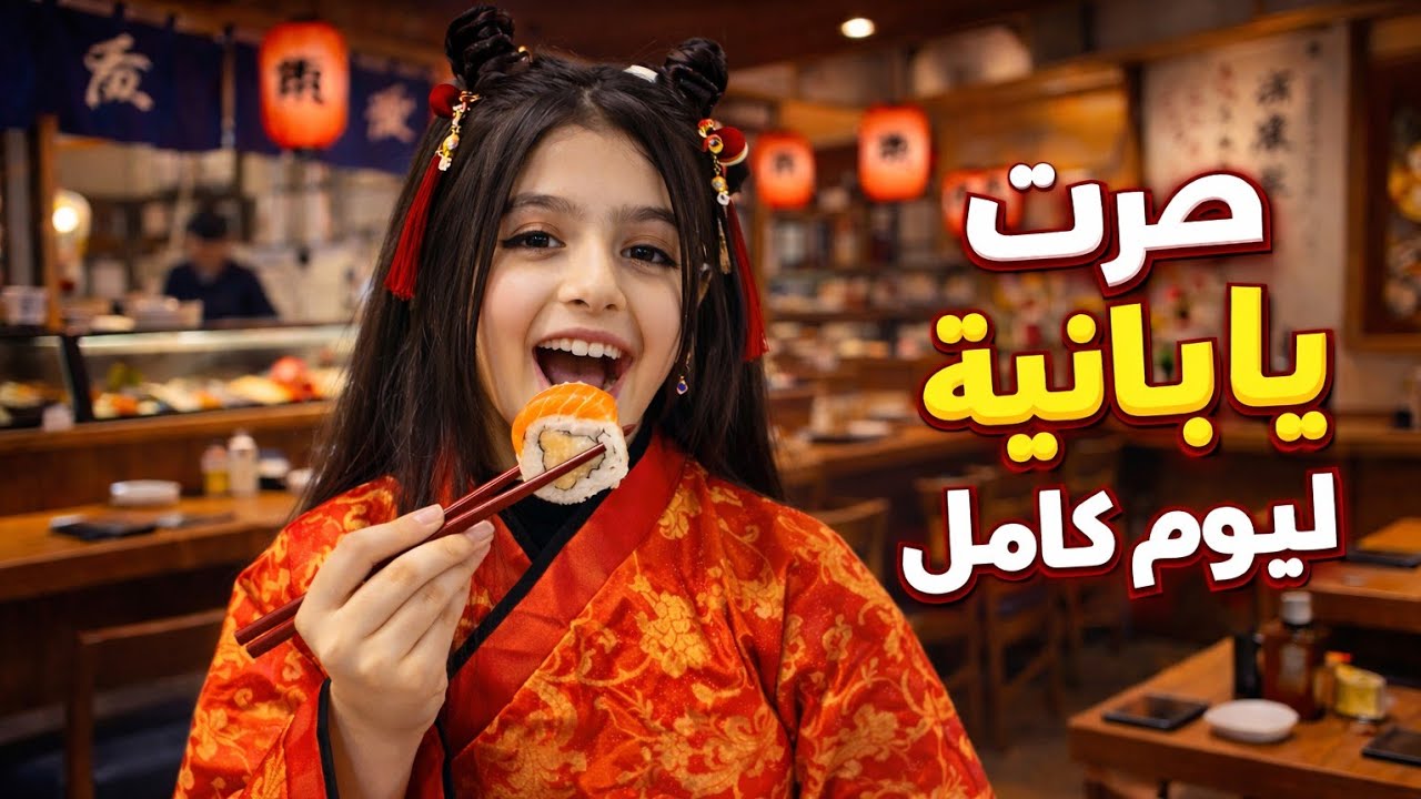حولت ريناد ليابانية ليوم كامل😍 جربت السوشي لأول مرة مابتتوقعو ردة فعلا😱