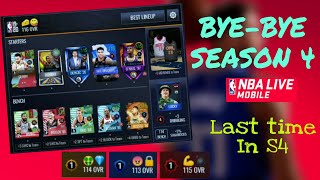 PLAYING NBA LIVE MOBILE SEASON 4 LAST TIME!! LOOKING AT ALL MY LINEUPS! HYPED FOR S5!!!