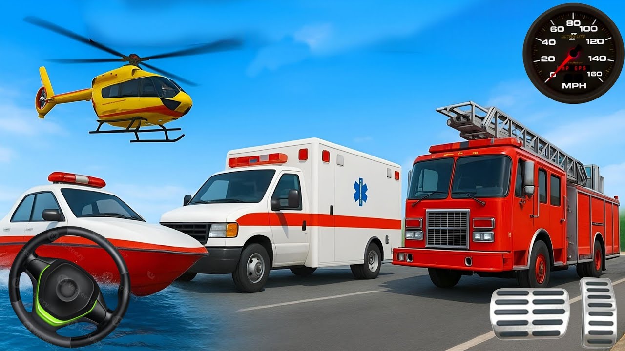Скоростной катер, скорая помощь, вертолёт, пожарная машина, настоящий симулятор спасения людей | ...