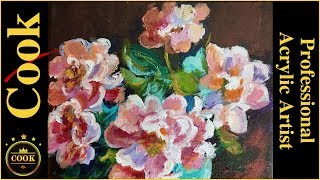 Pink Roses by Curran Acrylic Painting Tutorial for Beginner and Advanced Artists with Ginger Cook