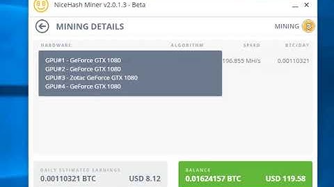 Nicehash V2 Bitcoin Mining with 4x GTX 1080