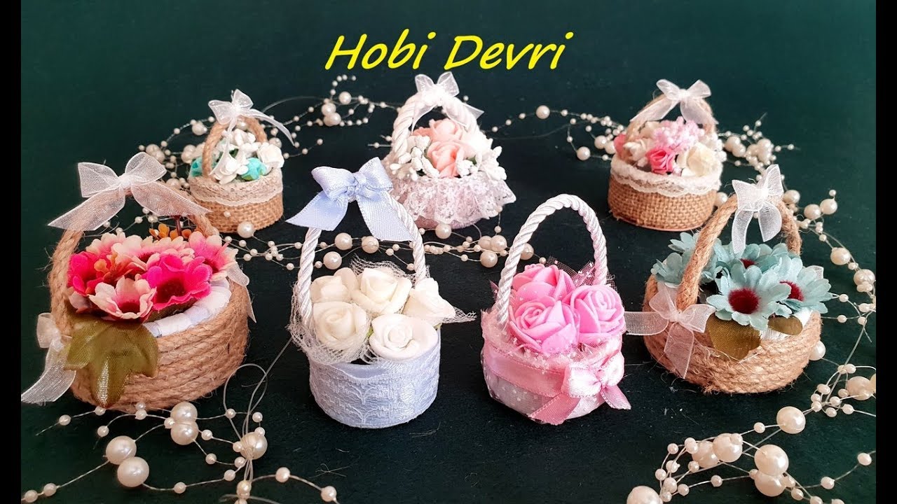 DIY,Making Basket With Plastic Bottles Cap,Wedding Favors,Baby Shower, Pet Şişe Kapaklarından Sepet