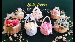 DIY,Making Basket With Plastic Bottles Cap,Wedding Favors,Baby Shower, Pet Şişe Kapaklarından Sepet