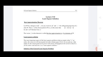 MTH501 Lecture42 Least Square Solution