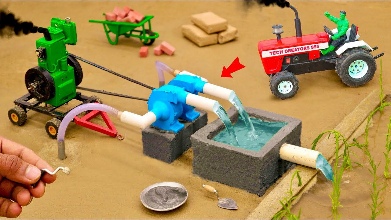 diy tractor making water pump with deisel engine construction science project Part-2 @sanocreator