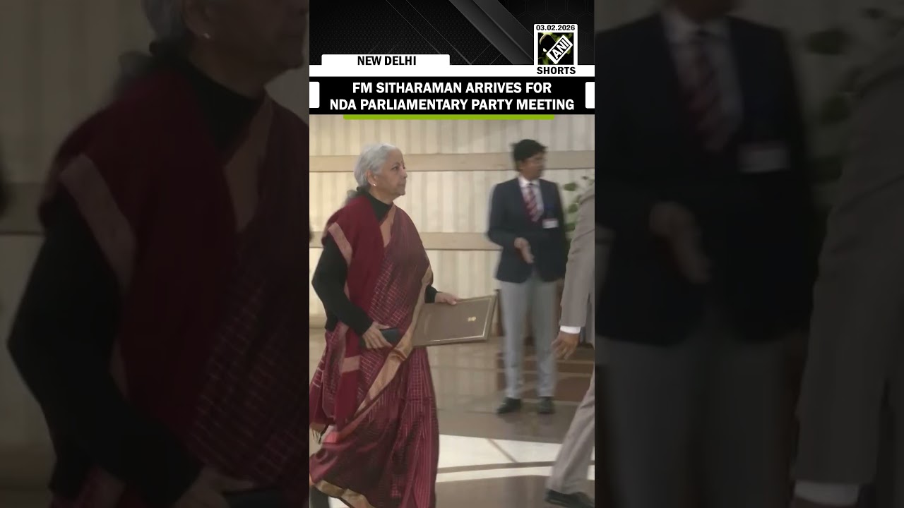 Finance Min Nirmala Sitharaman arrives for NDA Parliamentary Party meeting in Parliament premises