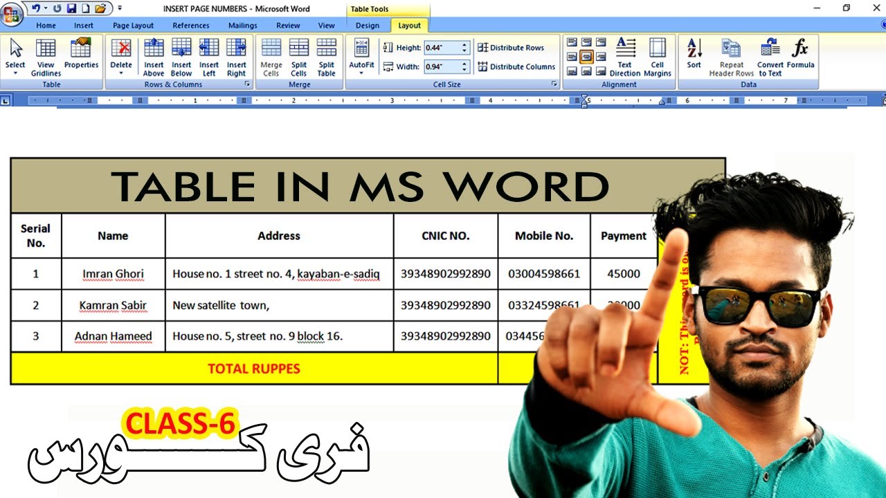 Table In Ms Word | MS Word | Microsoft Word Tutorial - YouTube