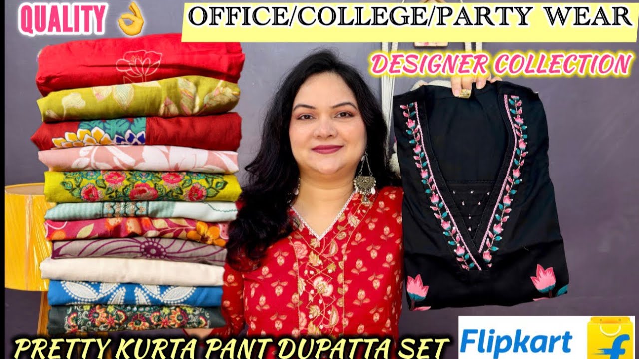 💕pretty affordable office/college wear 💕party wear designer Kurta pant dupatta set💕2 piece Kurta set