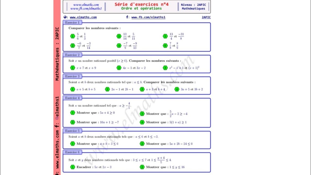 Ordre et opération !تصحيح السلسة الشهيرة