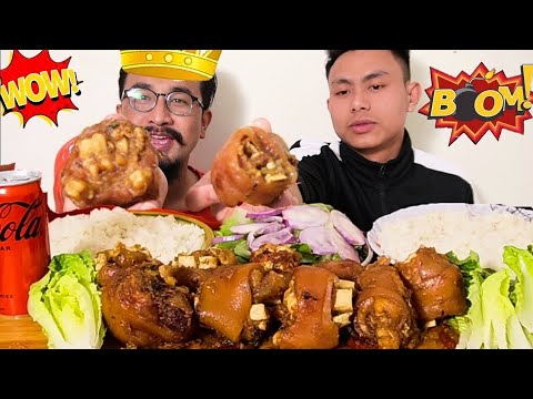 PIG'S FEET CURRY EATING CHALLENGE || PIG'S FEET CURRY MUKBANG || PORK CURRY EATING SHOW