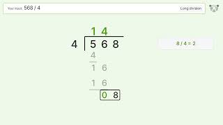 Long Division Problem 568/4: Step-by-Step Video Solution