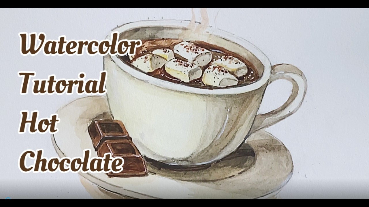 How to Paint: Hot Chocolate with Marshmallows in Watercolor (Step By ...