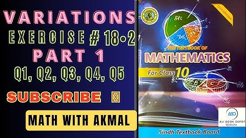 Exercise 18.2 #Part1 Q1 to Q5 #Class10 #sindhboard #Ex18.2 #chapter18 #variations #newmathematicbook