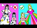 Paper Dolls Dress Up - Costumes Rapunzel & Sadako Mother and Daughter Family - Fairy Tales