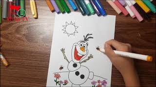 Tô màu người tuyết Olaf trong nữ hoàng băng giá Elsa - Coloring Olaf in Frozen Elsa